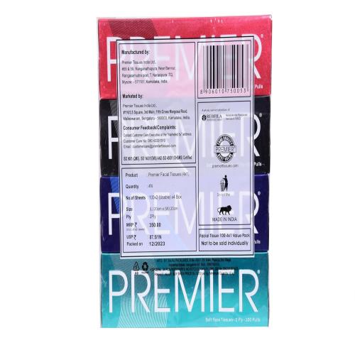 PREMIER TISSUE PAPER BOX 100S 4X1